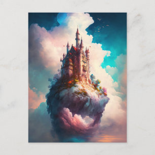 Castle Sky Clouds Fantasy Art Postcard