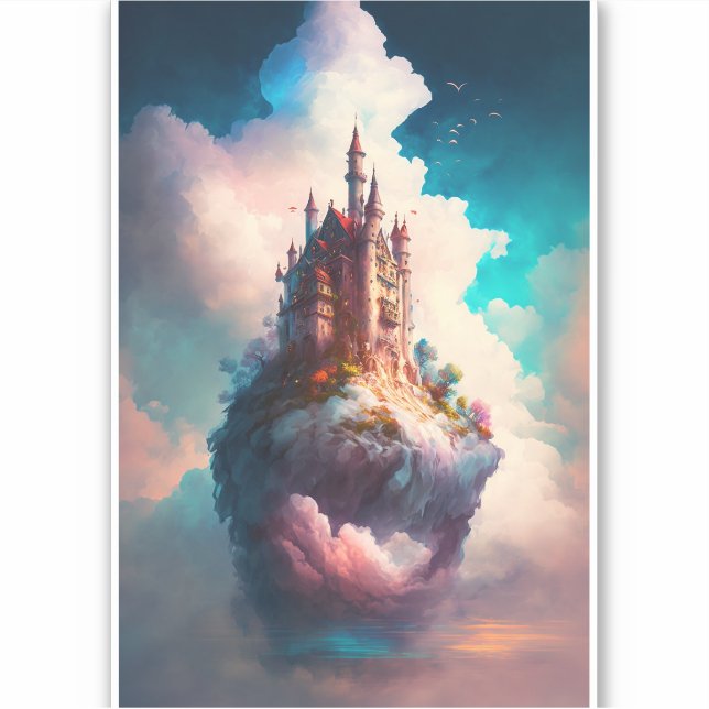 Castle Sky Clouds Fantasy Art Sticker (Front)