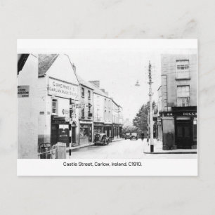 Castle street in Carlow Town, Vintage Ireland Postcard