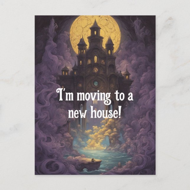Castle Under a Yellow Moon New Address Postcard (Front)