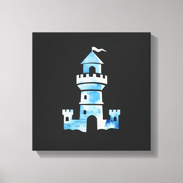 Castle Watercolor Art Canvas Print (Front)