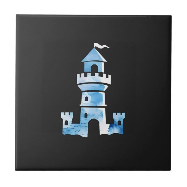 Castle Watercolor Art Ceramic Tile (Front)