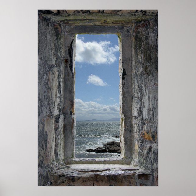 Castle Window Illusion with Seascape View Poster (Front)