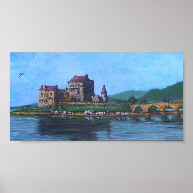 Castle with dragon and wizard poster (Front)