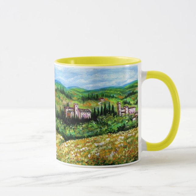 CASTLES IN CHIANTI LANDSCAPE ,YELLOW FLOWER FIELDS MUG (Right)