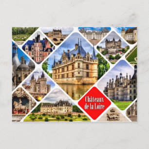 Castles of the Loire Valley. Collage. Postcard