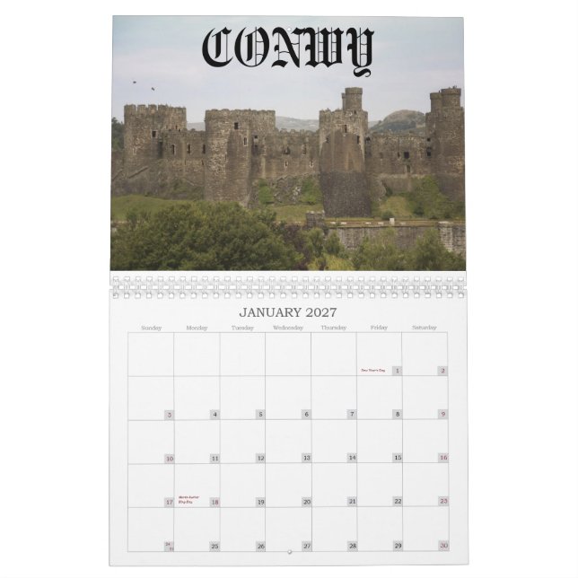 Castles of Wales. Calendar (Jan 2027)