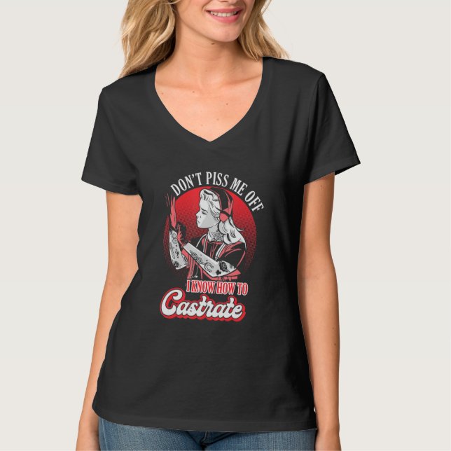 Castrate Feminist Girl Feminism Dog Owner Vet Tech T-Shirt (Front)