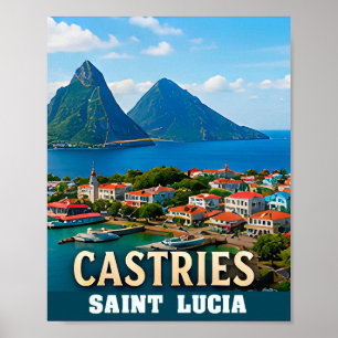 Castries Caribbean Harbour and Tropical Paradise Poster