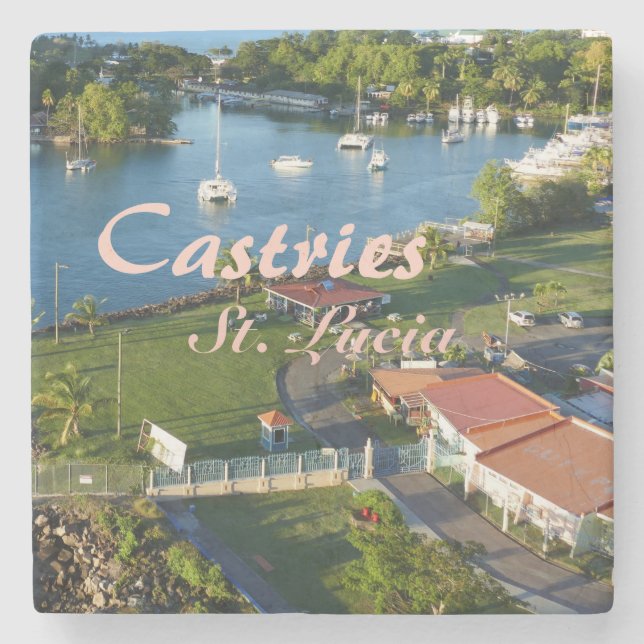 Castries Saint Lucia Caribbean Island Stone Coaster (Front)