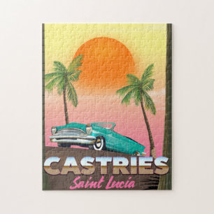 Castries Saint Lucia exotic tropical travel poster Jigsaw Puzzle