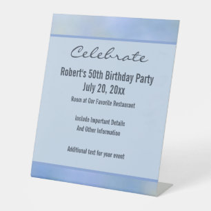 Casual Abstract Blue Yellow Pattern Event Pedestal Sign