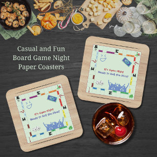 Casual and Fun Board Game Night Party Coasters
