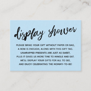 Casual Baby Blue Display Baby Shower No Wrapping Enclosure Card