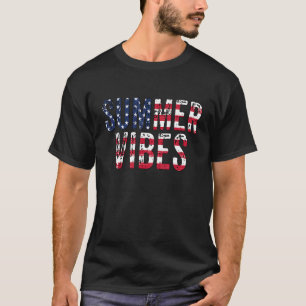 Casual Beach Summer Vibes American Flag 4th Of Jul T-Shirt