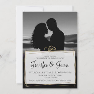 Casual Black and White Photo Engagement Invitation