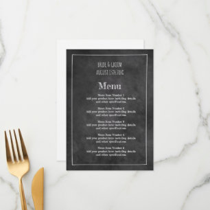 Casual black chalkboard wedding menu template