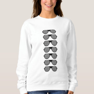 Casual Black Glasses Women's Sweatshirt