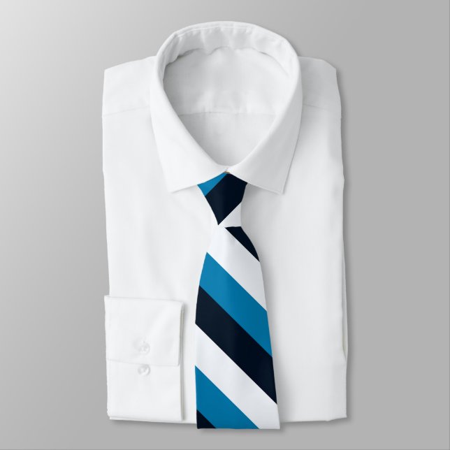 Casual Blue Black White Stripe Tie (Tied)