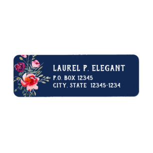 Casual Blue Floral Return Address Label