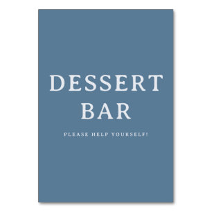 Casual Blue Minimalist Dessert Bar Sign Table Number