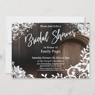 Casual Bridal Shower Barrel Lace Lights & Flowers Invitation