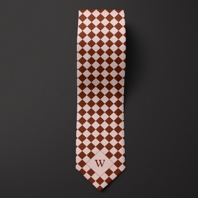 Casual Brown Chequered Monogram Tie (Creator Uploaded)