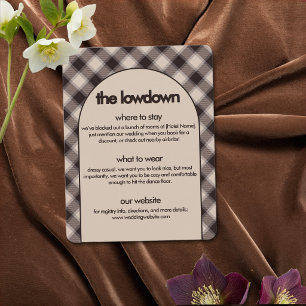 Casual Brown Plaid Retro Wedding Details Info Enclosure Card