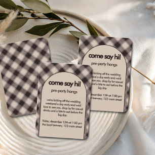 Casual Brown Plaid Wedding Welcome Party Enclosure Card