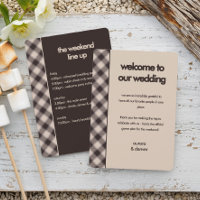 Casual Brown Plaid Weekend Wedding Itinerary Card
