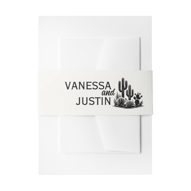 Casual Cactus Wedding Invitation Belly Band (Front Example)