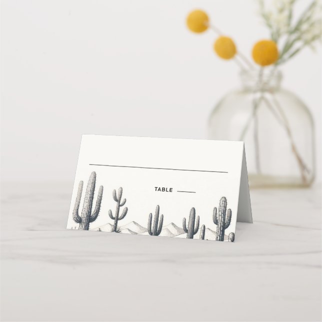 Casual Cactus Wedding Place Card (Front)