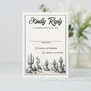 Casual Cactus Wedding RSVP Card
