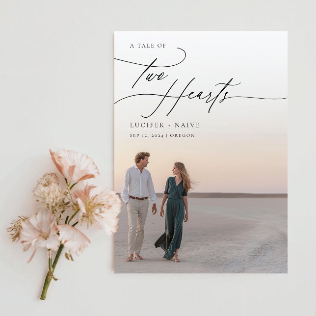 Casual Calligraphy Budget Photo Wedding Invitation (Creator Uploaded)