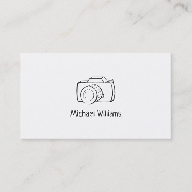 Casual Camera Scribble Freelance Photographer Business Card (Front)