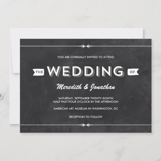 Casual Chalkboard Wedding Invitation (Front)