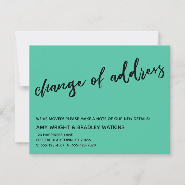 Casual Change of Address Biscay Green Announcement (Front)