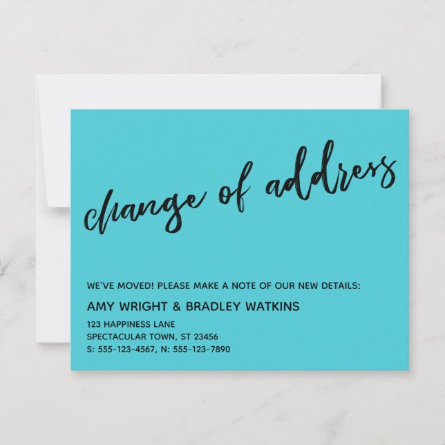 Casual Change of Address Turquoise Announcement (Front)