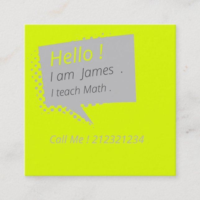 Casual&chatty -fluorescent yellow square business card (Front)
