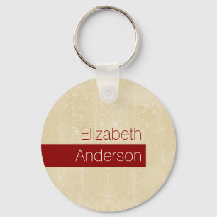 Casual Chic Beige and Red Simple Grunge With Name Key Ring