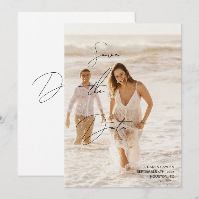 Casual Chic Handwriting Style Save The Date Card (Front/Back)
