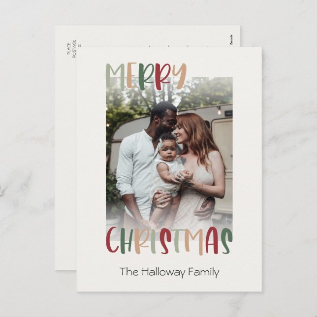 Casual Colourful Christmas Faded Photo Holiday Postcard (Front/Back)