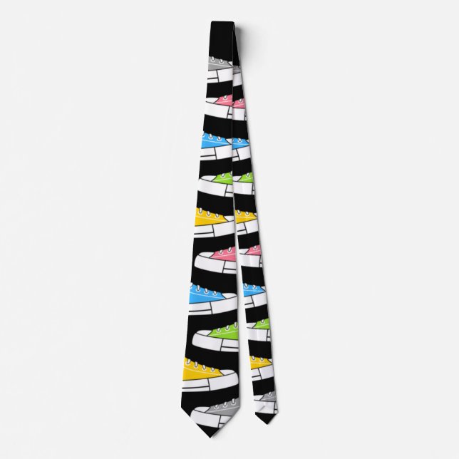 Casual Colourful Sneakers Black Neck Tie (Front)