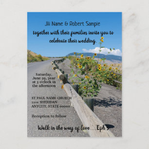 Casual Country Road Sunflowers invitation wedding Postcard