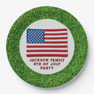 Casual Crochet American Flag Patriotic 4th of July Paper Plate
