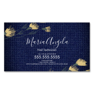Casual Denim and Wild Flowers Salon Beauty Busines Magnetic Business Card