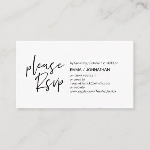 Casual Elegance, Black Script, RSVP respond Enclosure Card