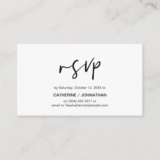 Casual Elegance, Black Script, RSVP respond Enclosure Card (Front)