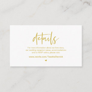 Casual elegance, Gold font,  Wedding Details Enclosure Card