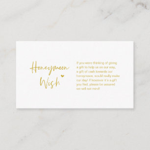 Casual elegance minimal, Gold, Honeymoon Wish Enclosure Card